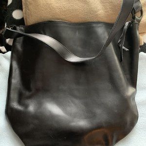 FASHION ABLE LOCAL + GLOBAL Black Leather Tote Bag Handbag Womens